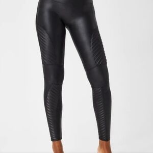 SPANX Black Faux Leather Moto Leggings